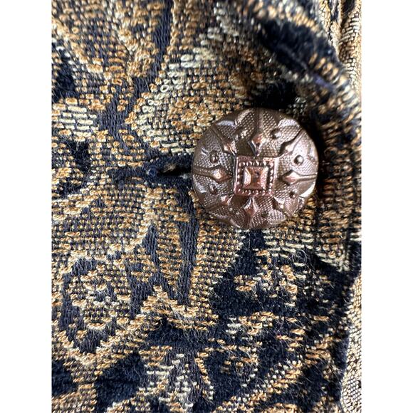 Vintage Erin‎ London Tapestry Jacket L Gold Black Floral Paisley Velvet Blazer - Picture 4 of 10